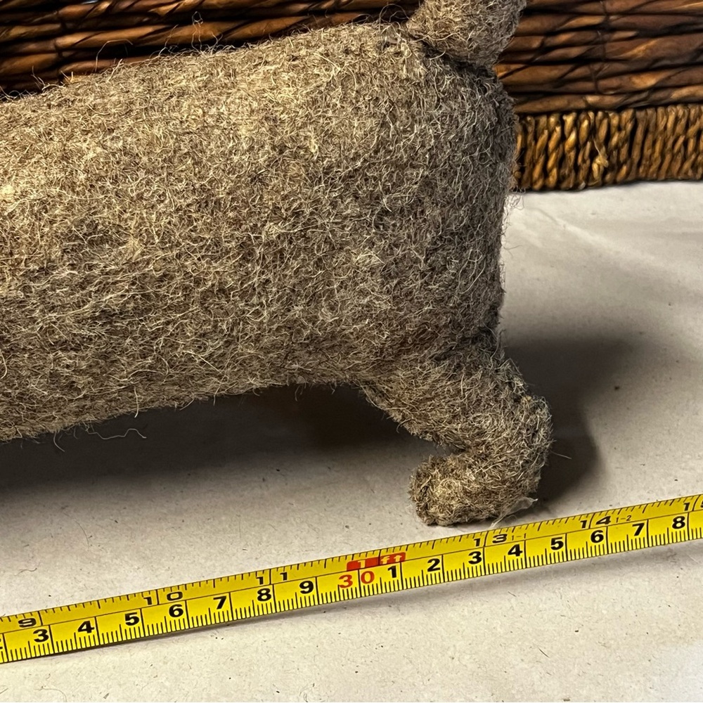Vintage Handcrafted Dachshund Plush Stuffed Animal Gray Wool Fabric - Picture 12 of 12